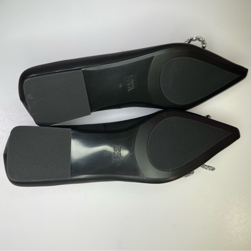 Zara Ballet Flats Decorated With Bow Black Balletcore 38 EUR 7.5 USA 7 1/2 - Picture 3 of 8